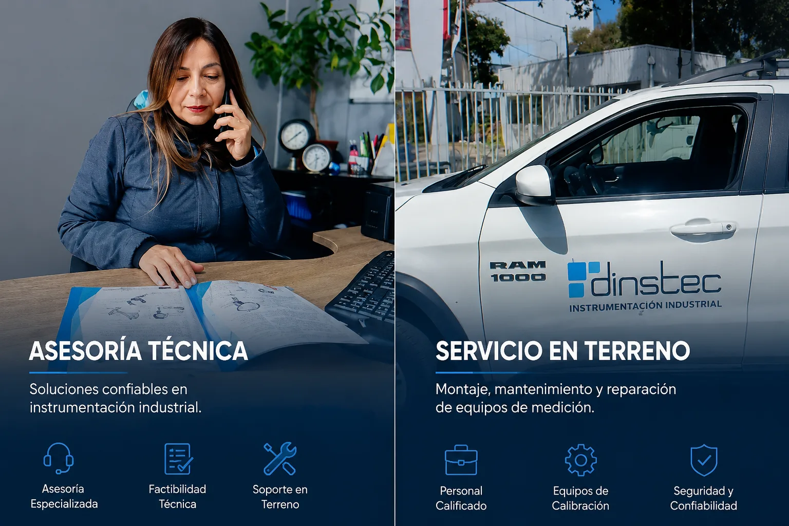Imagen institucional de Dinstec sobre instrumentación industrial